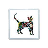 XIANN Care Contact Lens Box Holder Container Case Storage Eyecare Kit - Cat Silhouette With Colorful Swirls