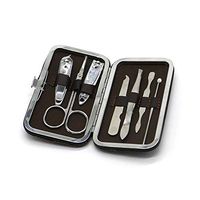 ZLMC 7 in 1 Stainless Steel Manicure Set，Nail Clippers Kit Pedicure Care Tools，Portable Manicure Kit for Travel or Home（Brown）