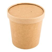 Bio Soup Container Round Kraft Paper Lid - Fits 26 and 32 oz - 4 1/2" x 4 1/2" x 3/4" - 25 count box - Restaurantware