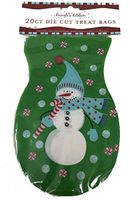 Kringle's Kitchen Die Cut Treat Bags Clear Cello Cellophane Bags, 20 Count (Snowman)