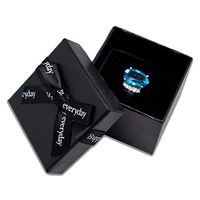 24-Pack Black Jewelry Gift Boxes w. Bow & Foam Velvet Insert for Rings, Earrings, Pendants (Embossed Linen Paper) by TheDisplayGuys