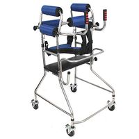 4 Wheels Aluminum Alloy Walking Frame Rollator Walker Chair for Elderly Disabled Handicapped Wounded Stroke Rehabilitation