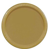 Amscan 69915.19 Disposable Round Dinner Paper Plates Tablewear Party Supplies, 10.5”, Gold