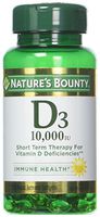 Nature's Bounty Vitamin D3 Pills and Supplement, Supports Bone Health and Immune System, 10000iu, 72 Softgels