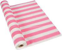 White and Pink Striped Plastic Tablecloth Rolls (40" x 100 ft. per Roll) (4 Rolls)