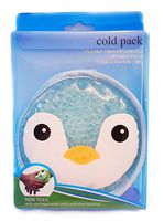 Reusable Flexible Cold Pack for Pain and Injury with Soft Plush Back - Kids Animals (Penguin Blue)