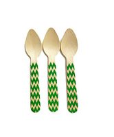 Perfect Stix Chevron Spoon 110 36-Green Printed Wooden Spoons with Green Chevron Pattern, 4.5" (Pack of 36)