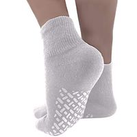 Diabetic Socks Mens Non-slip Grip Cotton 6-Pack Ankle White By DEBRA WEITZNER