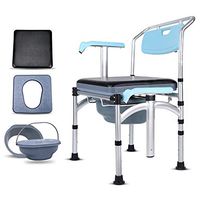 NESSTIC 4 in 1 Toilet Chair Foldable Commode Seat with Liftable Armrest, Padded Cushion Adjustable Height Bedside Commodes Portable Shower Bath Chair for Men Women Elder Disabled Pregnant