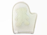 Natural loofah bath glove bear, cotton cushioned sponge large 6.7"x 8.5"