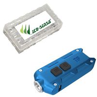 Nitecore TIP USB Rechargeable Keychain XP-G S3 light - 360 Lumens - Choice of 7 Colors w/Eco-Sensa Battery Case (Blue)