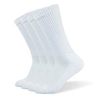 Well Knitting Diabetic Socks for Men & Women, Coolmax Medical Circulation Crew Mid Calf Socks with Seamless Toe, Non-Binding Top, and Padded Sole, 4 Pairs (L, White)