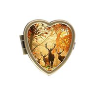 Custom Fashion Round Pill Box Medicine Tablet Holder Wallet Organizer Case for Pocket or Purse (Deer)