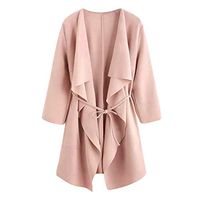 Ros1ock Women Solid Color Blazer Elegant Waterfall Collar Coats Casual Jacket Outerwear Pink