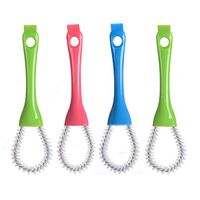 Saim Grill Cleaning Brush Round Head Stoves Cleaner Accessories for Kitchen Bathroom Vents Groove with Plastic Handle Stainless Steel, Random Color (Green/Pink/Blue), 4 Pcs