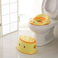 Children's Toilet Seat + Step-Stool Set Baby Footstool Children's Step Stool Baby Toilet Seat Toilet Seat for Boys and Girls Bathroom Or Toddler Toilet Training Non-Slip Footrest (Color : C)