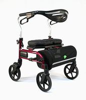 Evolution Trillium Lightweight Medical Walker Rollator with Seat, Large Wheels, Brakes, Backrest, Basket for Seniors Indoor Outdoor use (Shiraz Red, Mini)