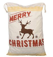 Large Christmas Bags Santa Sacks ~ Eco Friendly Reusable Cotton Designs - XL 27" x 19" Gift Sack Storage Size - Drawstring Closure Choose Your Design by Jolly Jon ® (Brown Reindeer)