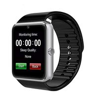 Smartwatch Bluetooth Touchscreen Sweatproof Phone with Camera TF/SIM Card Slot for Android and iPhone Smartphones (Silver)