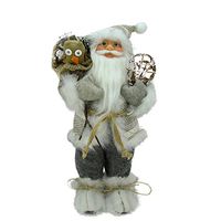Northlight Alpine Chic Beige/Gray Standing Santa with Snowshoes and Gift Bag, 12.5"