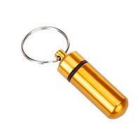SM SunniMix Waterproof Pill and Medicine Capsules Container Box with Keychain, Keyring Fob for Travel and Outdoor - Golden