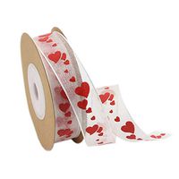 Beaupretty 1 Roll of 10M Valentines Day Gift Ribbons Heart Printed Ribbon for Wedding Valentines Day Gift Wrapping DIY Crafts (Pattern 7)