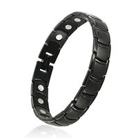ANNSAN Mens Womens Titanium Magnetic Therapy Bracelet with Magnets Germanium, Healing Magnets Bracelet with Free Link Removal Tool (Black)