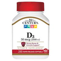 21st Century D3 2000 IU Softgels, 250 Count