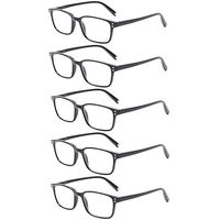 Reading Glasses Magnet 5 Packs Retro Man and Woman Spring Hinge Readers (Black, 1.25)