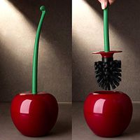 BiBon Creative Lovely Cherry Shape Lavatory Brush Toilet Brush & Holder Set (Red)