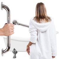 Pivit Knurled Chrome Steel Shower Handle & Bathroom Balance Grab Bar | 18" | Textured Sturdy & Secure Comfortable Non Slip Grip | for Elderly, Seniors, Handicap & Disabled | Lifetime Limited Warranty