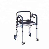 Cooralledtooere Folding Indoor 4 Wheel Rollator, Assistive Walking Device, 4 Wheeled Walker, for Elderly, Lightweight Support Aid，Walking Frame