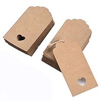 100 Pcs 1.57 * 3.54 Inch Kraft Paper Gift Tags Hollow Heart-Shaped Hole Kraft Paper Label Gift Wrap Hang Tags Without String for Party, Wedding, Gift Decoration, Price Tags
