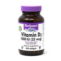 Bluebonnet Nutrition Vitamin D3 1000 IU Softgels, Aids in Muscle and Skeletal Growth, Cholecalciferol from Fish Oil, Non GMO, Gluten Free, Soy Free, Dairy Free, 250 Softgels
