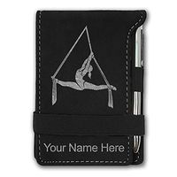 Mini Notepad, Aerial Silks, Personalized Engraving Included (Black with Silver)