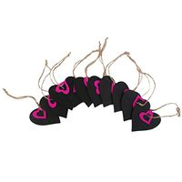 FENICAL Mini Wooden Gift Price Tag Magenta Heart Shaped Hanging Price Tags 10pcs