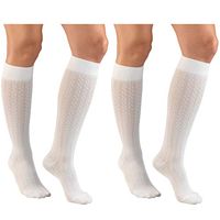 Truform Women's Fit Compression Socks, Cable Knit Pattern, 15-20 mmHg, White, Small (Pack of 2)
