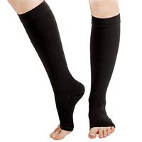 Open Toe Compression Sleeve - 1-Pair, 23-32 mmHg Calf -Toeless Knee High Stockings for Men and Women - Nude, Small