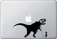 Yadda-Yadda Design Co. Pet Dinosaur - Tyrannosaurus Rex w Girl - Vinyl Decal for Laptop | MacBook | Appliances YYDC (8" w x 4.25" h) (Girl - Face Right, Black)