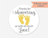 40ct, Baby Shower Stickers, Thanks for Showering us, Girl Boy and Gender Neutral Shower Stickers (#681-1-YL)