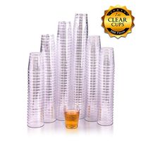 Fete Clear Hard Plastic Shot Glasses 200 Count, 1 Ounce, Reusable and Disposable Shot Cups Perfect Party and Sampling Cups for Drinks, Tastings, Sauces, Dips, Finger Foods, Jelly Shooters 1oz. 200ct.