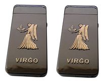 Electric Lighters Zodiac 2 Pack - Dual Arc Electronic Plasma Lighter - Tesla Coil USB Rechargeable Cigarette Lighter 4 Designs (Virgo)
