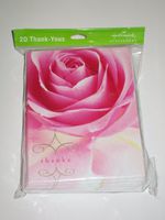 HALLMARK - PACKAGE OF 20 THANK YOU STATIONERY - ROSE COVER - BLANK INSIDE