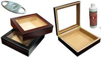 Glasstop Cigar Humidor Starter Set W/ Cutter & Solution