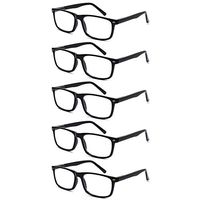 Reading Glasses 5 Pack Quality Black Readers Spring Hinge Glasses for Reading for Men and Women, 5 Pack Black, Medium
