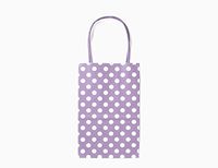 12CT Small Lavender Polka DOT Biodegradable, Food Safe Ink & Paper, Premium Quality Paper (Sturdy & Thicker), Kraft Bag with Colored Sturdy Handle (Small, P.Lavender)