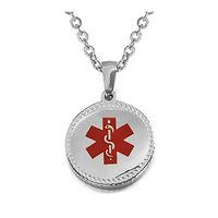 Medical Alert ID Necklace Stainless Steel Small Round Dog Tag for Children Free Engraving