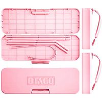 OTAGO Reusable Collapsible Silicone Straws with Travel Case Set of 9, BPA Free for Kids,Long 8.6 Inch Straw Drinking Reusable fit 20 24 oz Water Bottle,Family Pack 2 Straight+ 2Bent+ 2Brushes+3Case