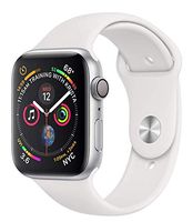 APPLE Watch 4 44MM Silver Aluminum CASE with White Sport Band (Renewed)