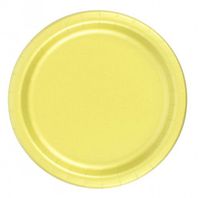 240 Light Pastel Yellow (10 Pks of 24) 9 Inch Wax Coated Plain Solid Color Dessert Luncheon Paper Plates